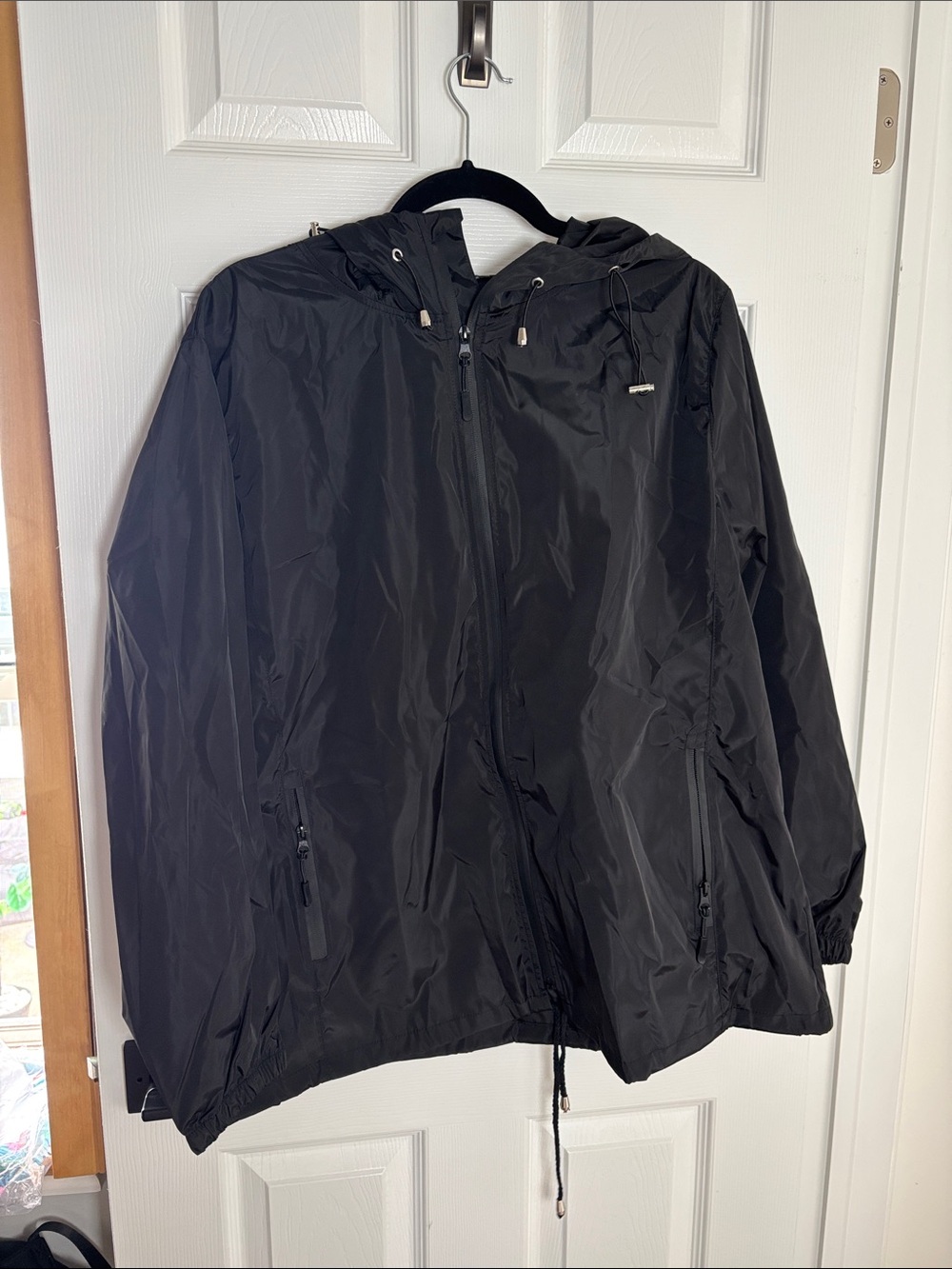 Everyday Lightweight Black Hooded Windbreaker Jacket